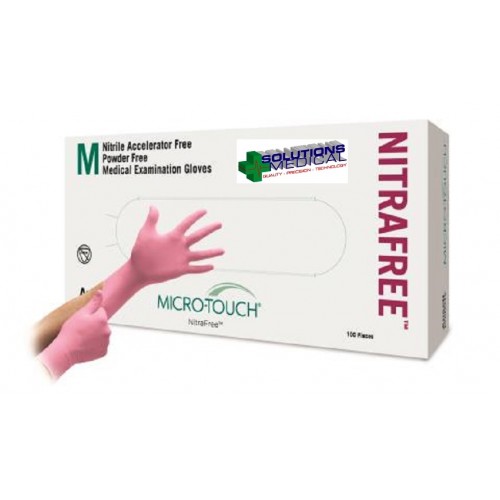 PINK POWDER FREE MICRO TOUCH GLOVES NITRILE ACCELERATOR FREE 100/BX